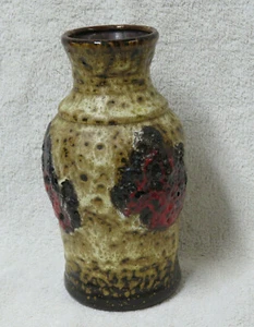 1960's MCM - BAY KERAMIK Vase, 630 20, West German Fat Lava RED/BROWN/BLACK WOW! - Picture 1 of 5