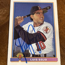 Luis Sojo Autographed 1991 Bowman Baseball Card #197 California Angels