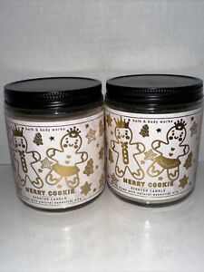 Bath Body Works MERRY COOKIE Single Wick Candles 2 Candle Lot Set