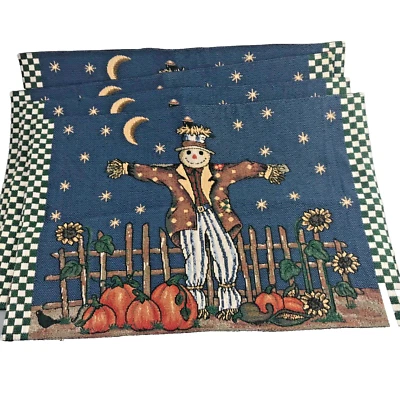 4 manteles individuales de otoño de Halloween tapiz espantapájaros calabazas girasoles nuevos Foto 1 de 3