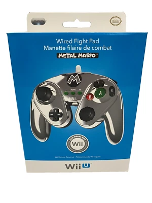 Nintendo PDP Wii U Official METAL MARIO Wired Fight Pad Classic Controller NEW - Image 1 of 4