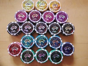 100 Poker Ocean Champion Chips Metallkern Top schwer! - Bild 1 von 6