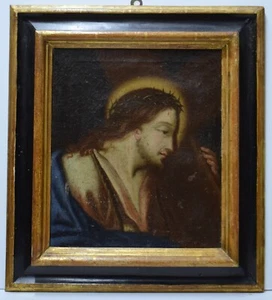 Painting Picture OIL PAINTING on canvas CHRIST IN PASSION WITH CROSS 1700 + FRAME - Picture 1 of 5