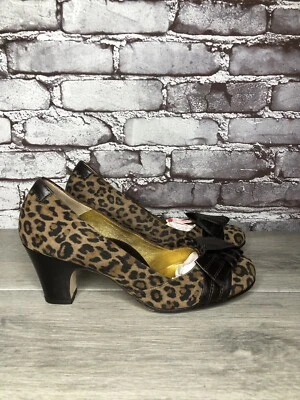 Taryn Rose Leopard Print Brown Bow Peep Toe Heels Shoes Women’s Sz 9M US/38.5EU - Image 1 of 4