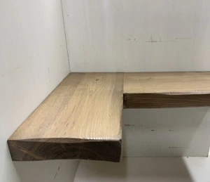 Wooden Rough Sawn Floating HANDMADE CORNER SHELF Rustic L Shape , right side - Picture 1 of 7