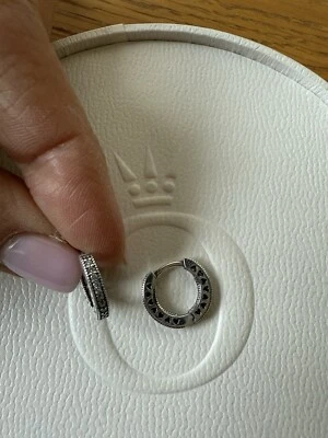 Genuine Sterling Silver Hoops hearts zirconia 296317CZ S923 ALE - Image 1 of 4