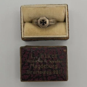 Original WWI WW1 German Iron Cross Ring silver box war soldier stamped antique - Picture 1 of 14