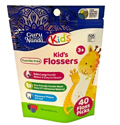 Palitos de fio dental Guru Nanda para crianças fio dental bagas mistas Gary girafa FOFO! - Imagem 1 de 4