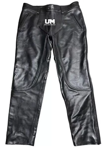 Men's Real Leather(NYPD) Police Uniform Biker Gay BLUF Sexy Pants - Picture 1 of 3