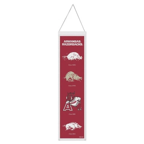 Arkansas Razorbacks Heritage Banner Embroidered Wool 8" X 32" W/ Hanging Rope Cover