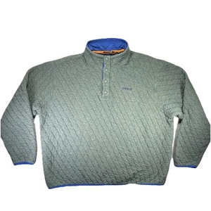 Orvis Trout Bum Pullover Sweatshirt Men XXL Quilted 1/4 Snap Blue And Green - Picture 1 of 9
