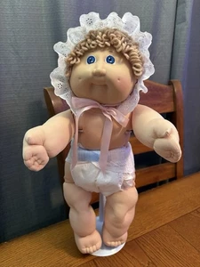 1980s Cabbage Patch Kid TLC Blonde Hair Blue Eyes OK HM2 Bonnet Dimples Cute - Picture 1 of 6