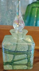 Vintage maltesische Mdina grün irisierende mundgeblasene Kunstglas Vase - Bild 1 von 8