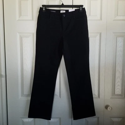 ST. JOHN’S BAY 秘密修身裤子经典合身直筒黑色女式 10P — 第 1/4 张图片