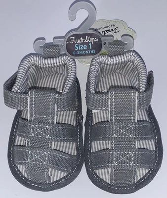 Sandálias pescador de lona infantil First Steps bebê tamanho 0-3 meses cinza com xadrez - Imagem 1 de 4
