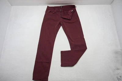 Hudson Byron 5 Pocket Straight Burgundy BTN Fly Denim Jeans Stretch Mens 38 x 34 - Image 1 of 4