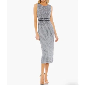 Mac Duggal Sequin Cocktail Dress Metallic Gray Size 4 10508 New  - Picture 1 of 8