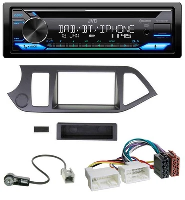 JVC Bluetooth MP3 USB DAB CD Autoradio für Kia Picanto ab 2011 ohne Start-Stop - Bild 1 von 4