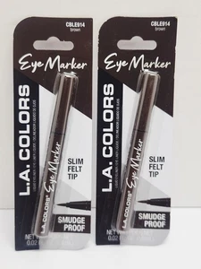 2pk LA COLORS EYE MARKER BROWN CBLE914 SLIM FELT-TIP PRECISE NO-SMUDGE EYELINER - Picture 1 of 2