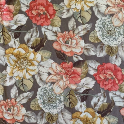 Waverly Inspirations Garden Cocoa Cotton Floral Duck Decor Fabric - 1 ½ Yards - Image 1 of 4