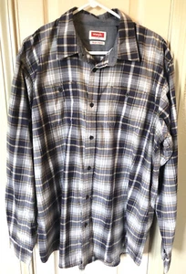 Wrangler Mens XLT Blue Plaid Full Button Up Long Sleeve Western Shirt - Picture 1 of 5