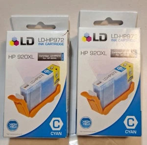 2 cajas de cartucho de tinta cian LD-HP972 para HP 920XL C nuevo sellado - Imagen 1 de 5