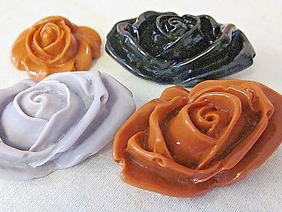 4 FLORES ROSAS DE PLÁSTICO DE COLECCIÓN 50x33x20mm FLANTBACKS CABUJONES DISEÑO JOYERÍA ARTESANÍA 2 Foto 1 de 4