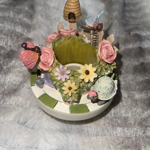 Home Interiors Spring Friends Candle Capper Butterfly Flowers Dragon Fly Turtle - Picture 1 of 11