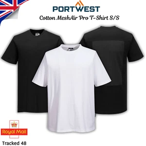 Portwest Unisex Chefs Cotton MeshAir Pro T-Shirt Comfort Catering Kitchen Top - Picture 1 of 11