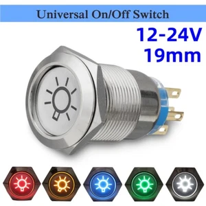 19mm 12-24V ON/OFF Waterproof Stainless Steel Latching Push Button Power Switch - Picture 1 of 12