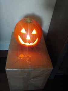 VTG  Jack O Lantern 8.5" Foam Blow Mold Lighted Pumpkin Halloween - Picture 1 of 2