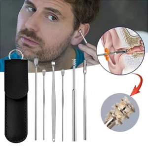 Ear Pick Cleaning Set 6PCS Spiral Tool Spoon Ear Wax Remover Cleaner Kit - Picture 1 of 12