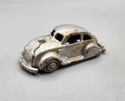 hubley Cast Iron Volkswagen VW Beetle Toy Car Silver Rubber Wheels - Image 1 of 4