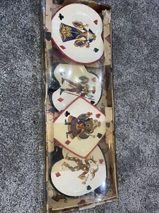 (4) Tabletops Gallery King of Hearts Playing Cards Ceramic Snack Plates Handmade - Picture 1 of 5