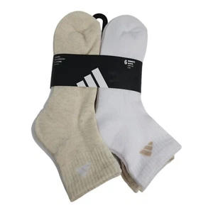 Adidas Womens Cushioned Crew Ankle Socks 6-Pack Size 5-10 AEROREADY Beige - Picture 1 of 8