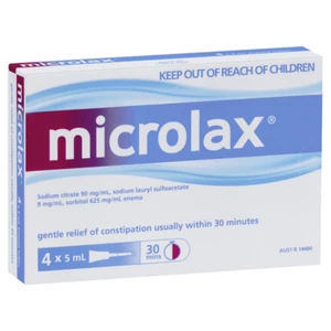 Microlaxx Enemas 4 x 5mL Tubes Gentle Constipation Relief Easy Bowel Movements - Picture 1 of 2