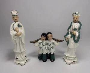 3 estatuillas chinas vintage pintadas a mano de porcelana - Imagen 1 de 11