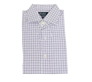 Ralph Lauren Polo Dress Shirt: Regent Purple & Navy Tight Window Pane - 15 32/33 - Picture 1 of 1