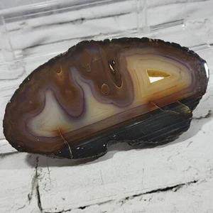 Natural Agate Slice Brown Ivory Tone Cut Polished 0.5" Thick Stone Slab  - Picture 1 of 9