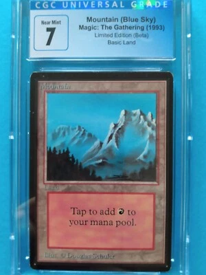 BETA 🔥⛰️Basic Mountain⛰️🔥(Blue Sky) Vintage 1993 MTG | Graded NM CGC 7! - Image 1 of 2