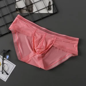 Men Soft Ice Silk Underwear Sexy Ultra Thin Men's Briefs Panties Low-Rise Nylon - Picture 1 of 5