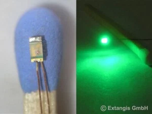 SMD LED 0603 FLACH ECHT GRÜN true green flat style 1.6 x 0.9 x 0.4 mm pre-wired - Bild 1 von 1
