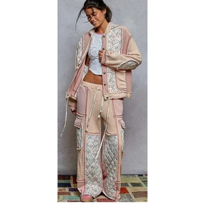 POL Mujer Crema Acolchado Térmico Waffle Jogger Set Talla Pequeña NUEVO - Imagen 1 de 2