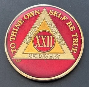 Alcoholics Anonymous AA 22 XXII Years Recovery Token Coin Chip - Picture 1 of 2