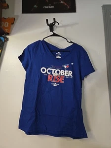 Toronto Blue Jays Fanatics Women's 2022 Postseason Locker Room V-Neck T-Shirt M - Picture 1 of 5