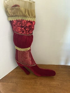 Pier One/Christmas Stocking/High Heeled/Red Velvet/unique - Picture 1 of 12
