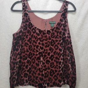 Vintage J. Crew Always Tank Top Cami Women Size 8 Leopard Printed Mauve Velvet - Picture 1 of 11