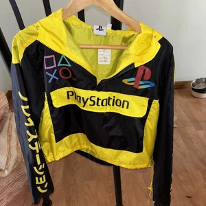 PlayStation Juniors Size S Pullover Jacket Yellow/Black 1/4 Zip Windbreaker - Picture 1 of 5
