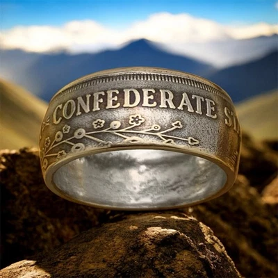 Anillo Moneda Estados Confederados Único 1861 Talla 10.5 - Recreación Guerra Civil Foto 1 de 4