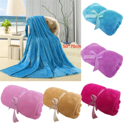 Solid Color Soft Throw Blanket Warm Blanket Travel Flannel Sofa Bed Blanket - image 1 of 4